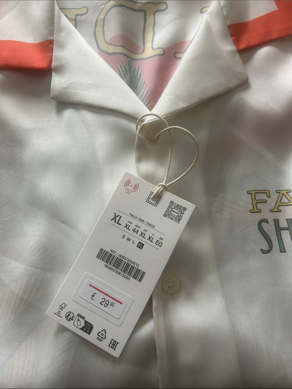 Zara White Short-Sleeve Shirt with Orange Trim - Picture 3 of 3